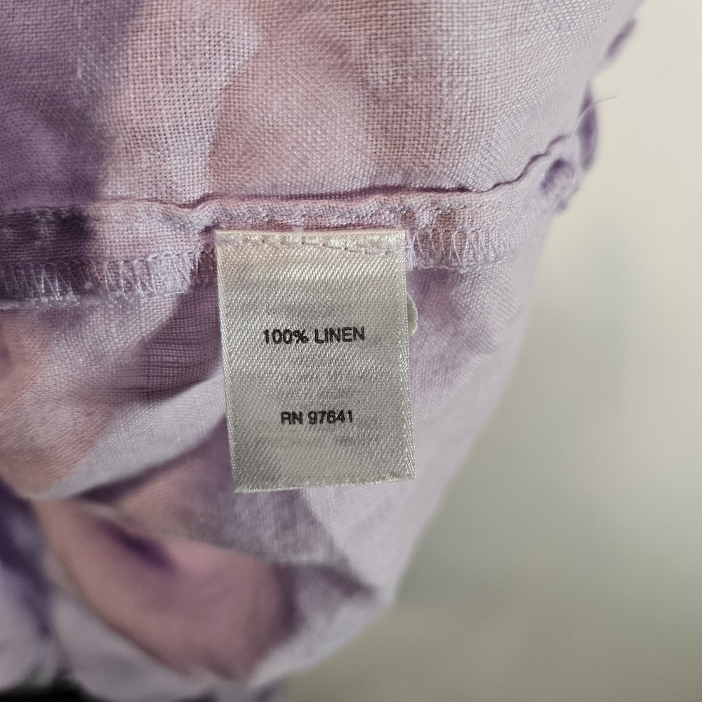 J Jill Blouse Love Linen Button Down Lagenlook Womens Large Petite Lavender - Picture 5 of 7
